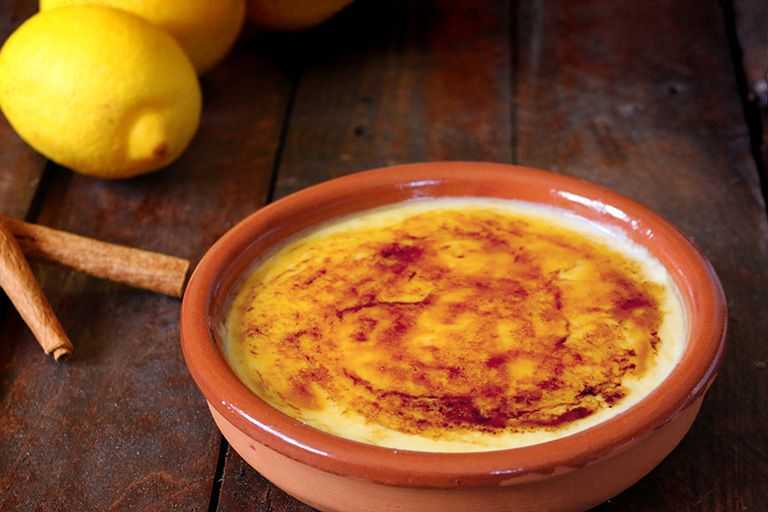 Typical Catalan dessert made from cream and egg yolks, covered with a traditional layer of caramelized sugar to provide a crispy contrast.
